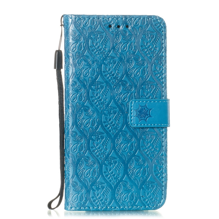 Pressed Printing Rattan Flower Pattern Horizontal Flip PU Leather Case for Galaxy M30, with Holder & Card Slots & Wallet & Photo Frame