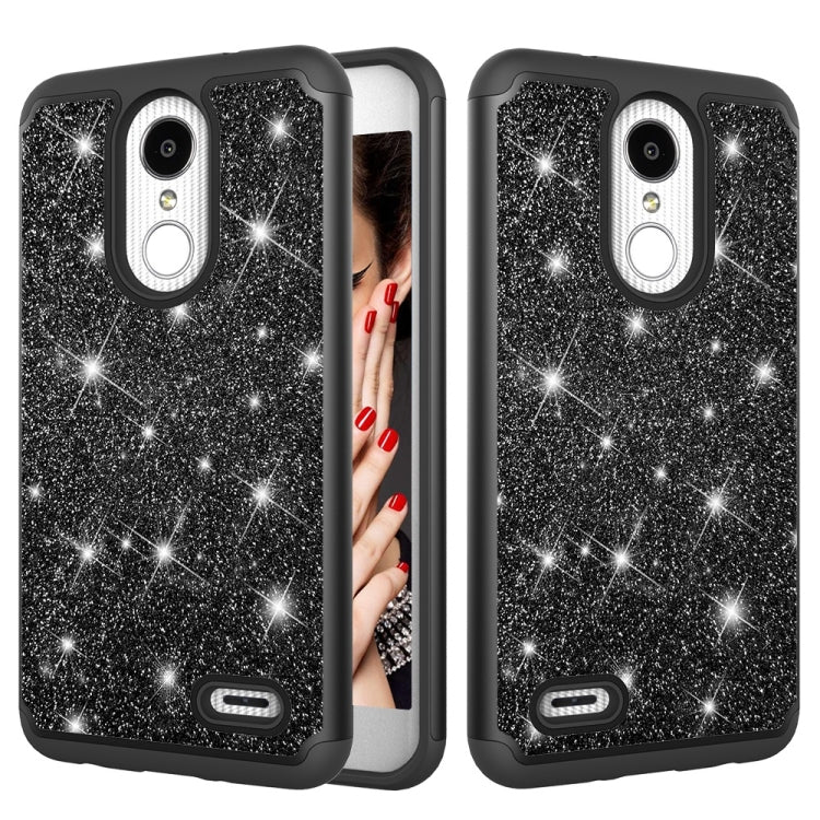 Glitter Powder Contrast Skin Shockproof Silicone + PC Protective Case for LG Aristo 2 / K8 2018 US Version / Aristo 2 Plus / LG LV3 2018