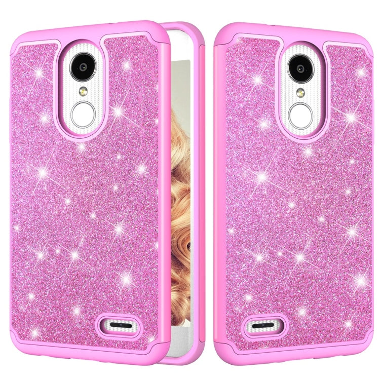 Glitter Powder Contrast Skin Shockproof Silicone + PC Protective Case for LG Aristo 2 / K8 2018 US Version / Aristo 2 Plus / LG LV3 2018