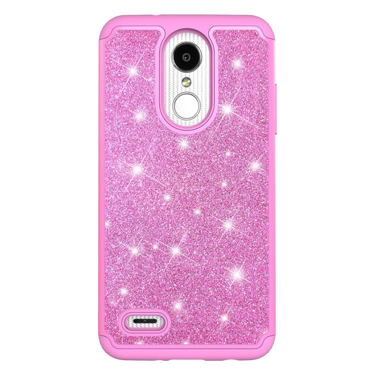 Glitter Powder Contrast Skin Shockproof Silicone + PC Protective Case for LG Aristo 2 / K8 2018 US Version / Aristo 2 Plus / LG LV3 2018