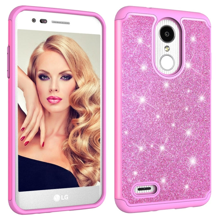 Glitter Powder Contrast Skin Shockproof Silicone + PC Protective Case for LG Aristo 2 / K8 2018 US Version / Aristo 2 Plus / LG LV3 2018