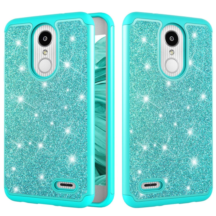 Glitter Powder Contrast Skin Shockproof Silicone + PC Protective Case for LG Aristo 2 / K8 2018 US Version / Aristo 2 Plus / LG LV3 2018