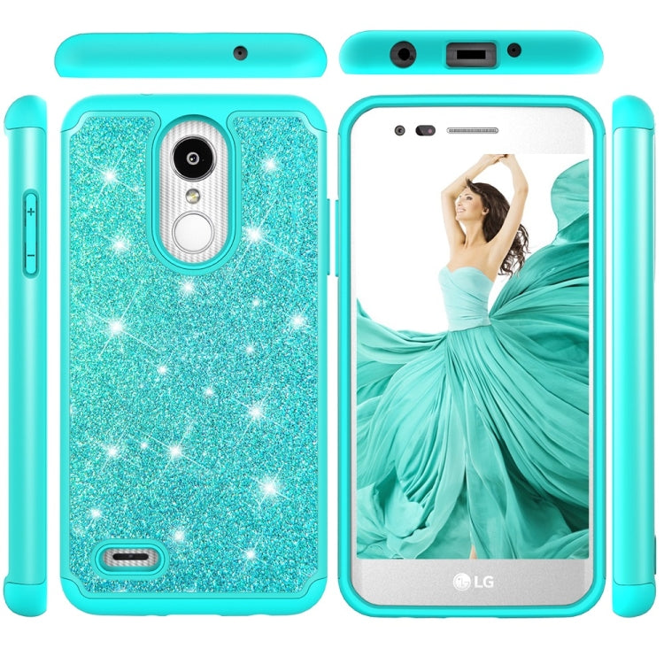 Glitter Powder Contrast Skin Shockproof Silicone + PC Protective Case for LG Aristo 2 / K8 2018 US Version / Aristo 2 Plus / LG LV3 2018