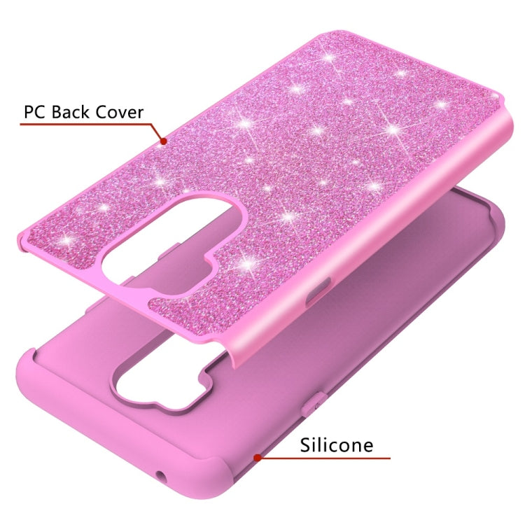 Glitter Powder Contrast Skin Shockproof Silicone + PC Protective Case for LG G7 ThinQ / G7