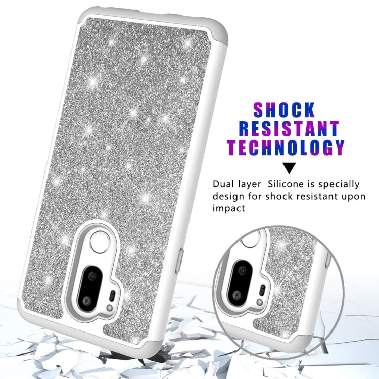 Glitter Powder Contrast Skin Shockproof Silicone + PC Protective Case for LG G7 ThinQ / G7