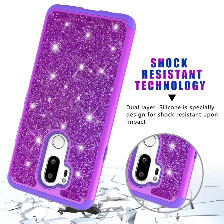 Glitter Powder Contrast Skin Shockproof Silicone + PC Protective Case for LG G7 ThinQ / G7