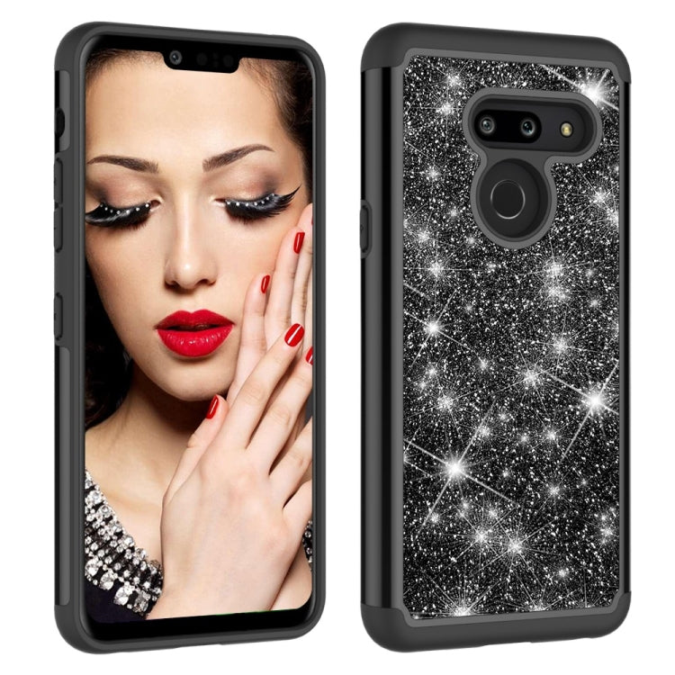 Glitter Powder Contrast Skin Shockproof Silicone + PC Protective Case for LG G8 ThinQ