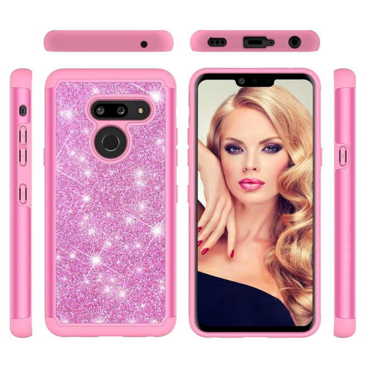 Glitter Powder Contrast Skin Shockproof Silicone + PC Protective Case for LG G8 ThinQ