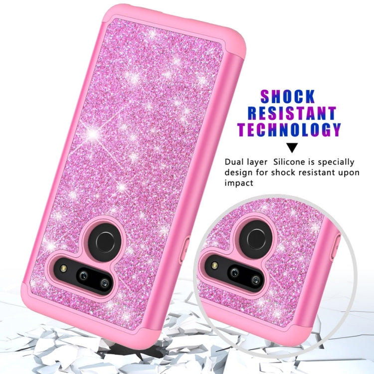 Glitter Powder Contrast Skin Shockproof Silicone + PC Protective Case for LG G8 ThinQ