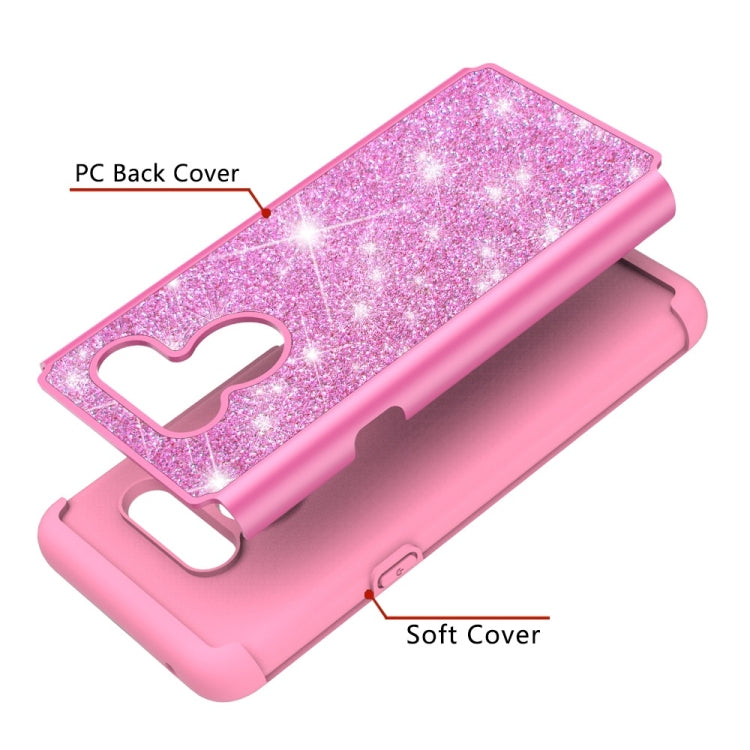 Glitter Powder Contrast Skin Shockproof Silicone + PC Protective Case for LG G8 ThinQ