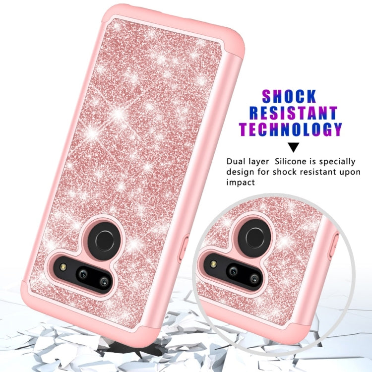 Glitter Powder Contrast Skin Shockproof Silicone + PC Protective Case for LG G8 ThinQ