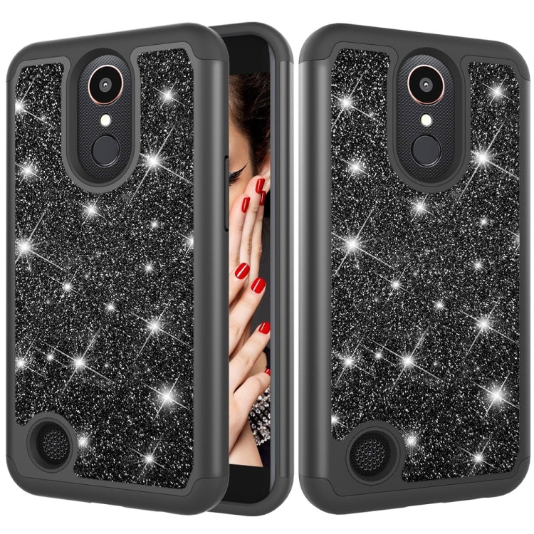Glitter Powder Contrast Skin Shockproof Silicone + PC Protective Case for LG K10 (2017) / K20 Plus