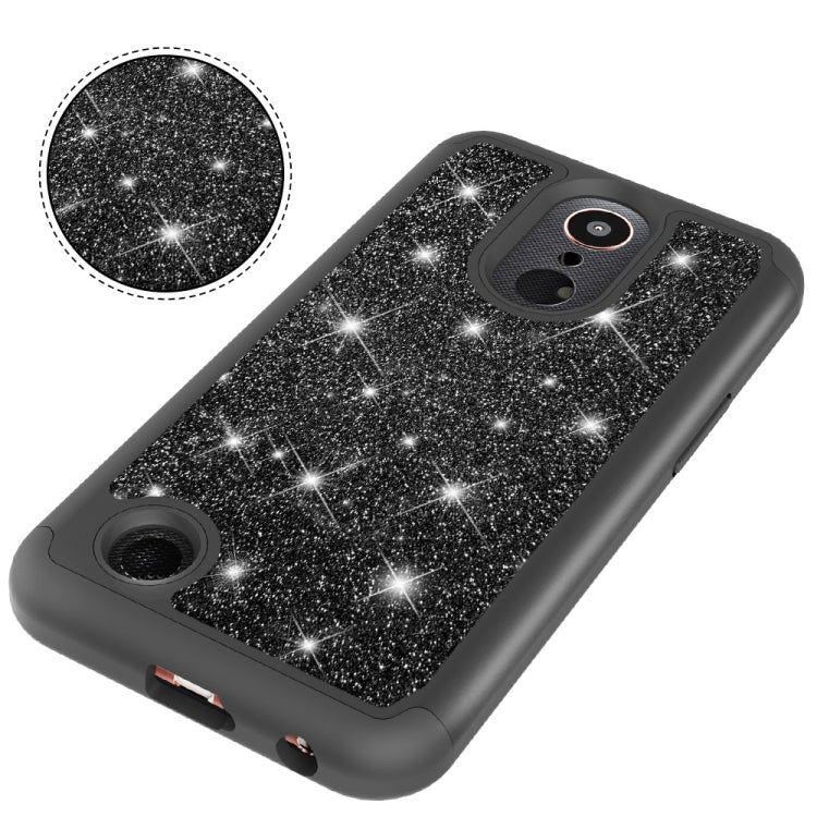 Glitter Powder Contrast Skin Shockproof Silicone + PC Protective Case for LG K10 (2017) / K20 Plus