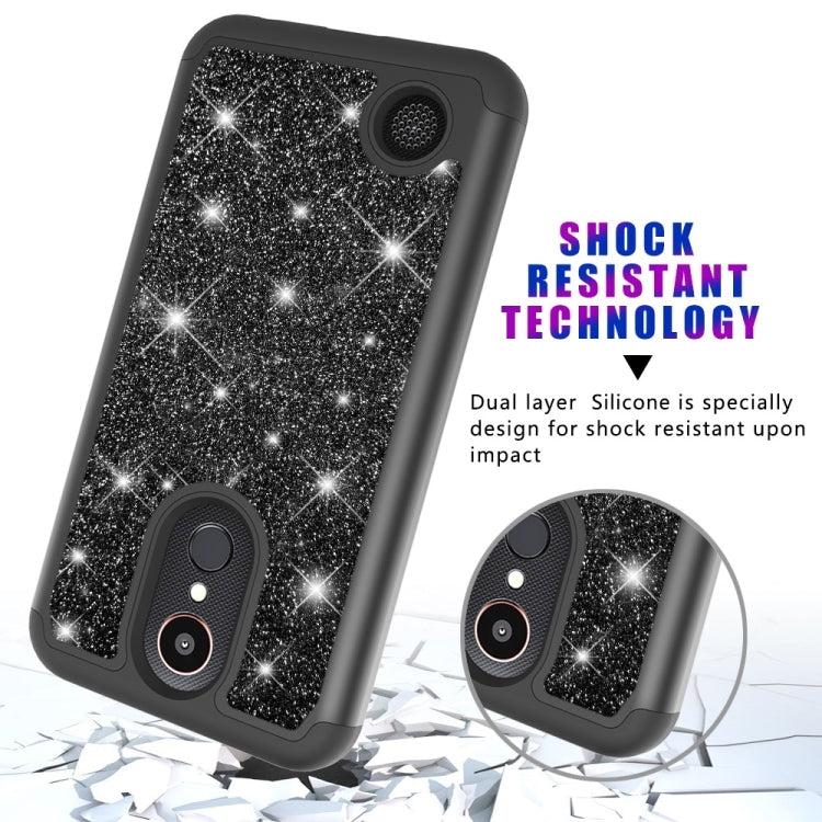 Glitter Powder Contrast Skin Shockproof Silicone + PC Protective Case for LG K10 (2017) / K20 Plus