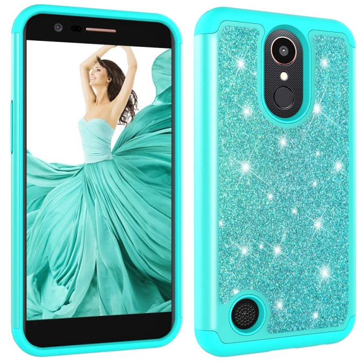 Glitter Powder Contrast Skin Shockproof Silicone + PC Protective Case for LG K10 (2017) / K20 Plus