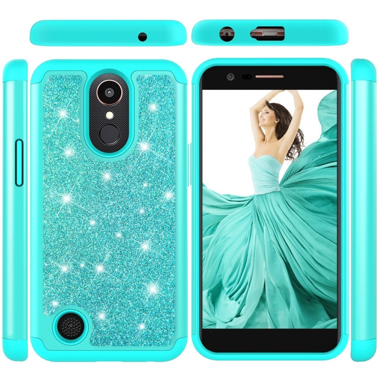 Glitter Powder Contrast Skin Shockproof Silicone + PC Protective Case for LG K10 (2017) / K20 Plus