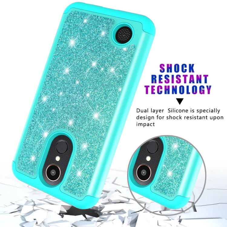Glitter Powder Contrast Skin Shockproof Silicone + PC Protective Case for LG K10 (2017) / K20 Plus