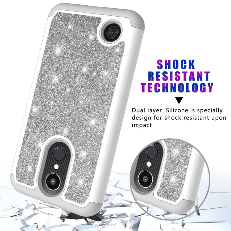 Glitter Powder Contrast Skin Shockproof Silicone + PC Protective Case for LG K10 (2017) / K20 Plus