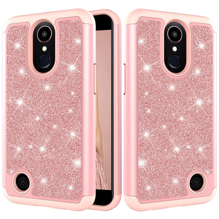 Glitter Powder Contrast Skin Shockproof Silicone + PC Protective Case for LG K10 (2017) / K20 Plus