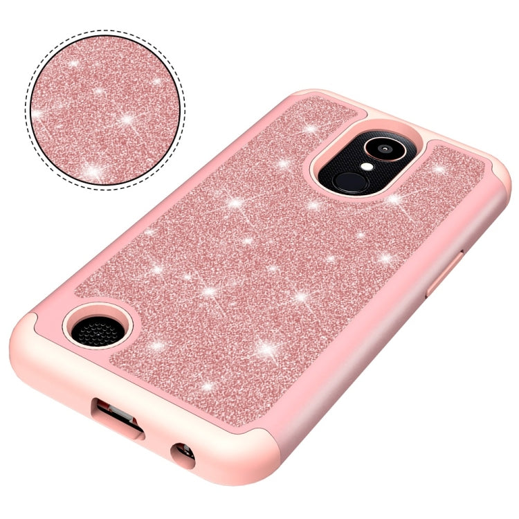Glitter Powder Contrast Skin Shockproof Silicone + PC Protective Case for LG K10 (2017) / K20 Plus