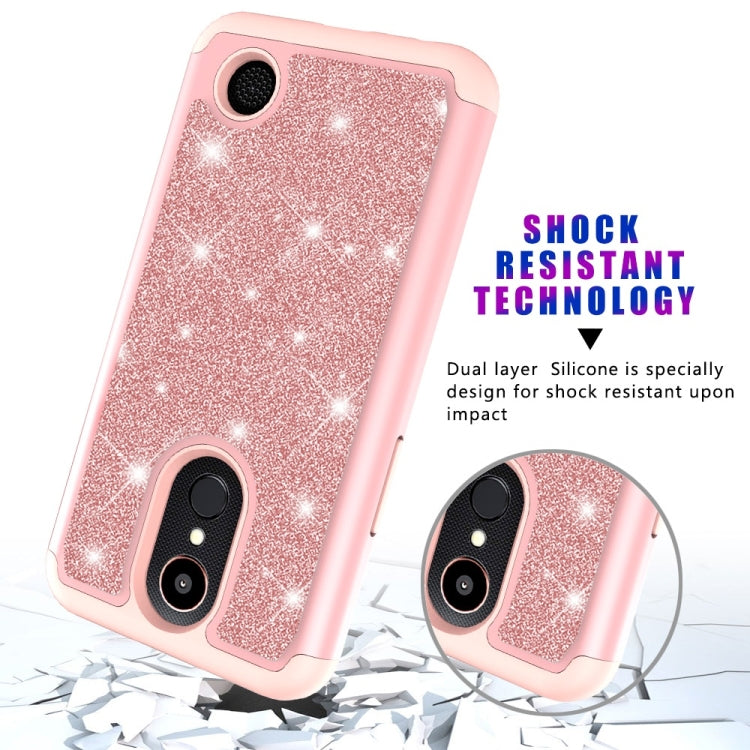 Glitter Powder Contrast Skin Shockproof Silicone + PC Protective Case for LG K10 (2017) / K20 Plus