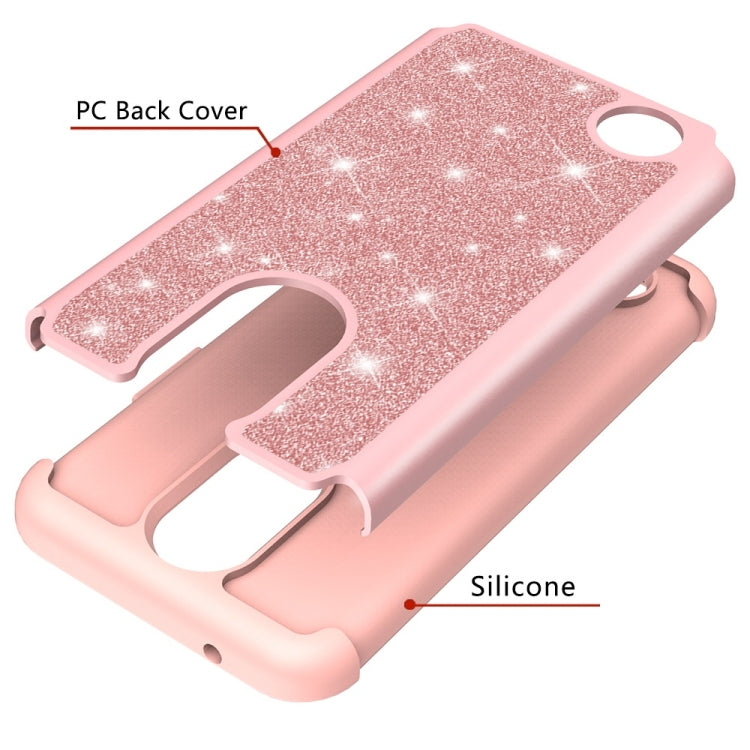 Glitter Powder Contrast Skin Shockproof Silicone + PC Protective Case for LG K10 (2017) / K20 Plus