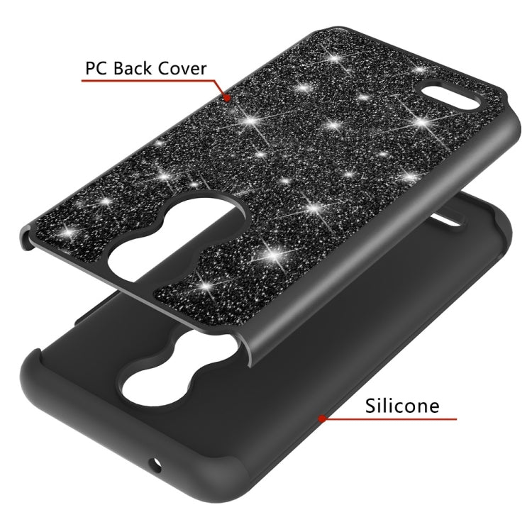 Glitter Powder Contrast Skin Shockproof Silicone + PC Protective Case for LG K10 2018 / K30