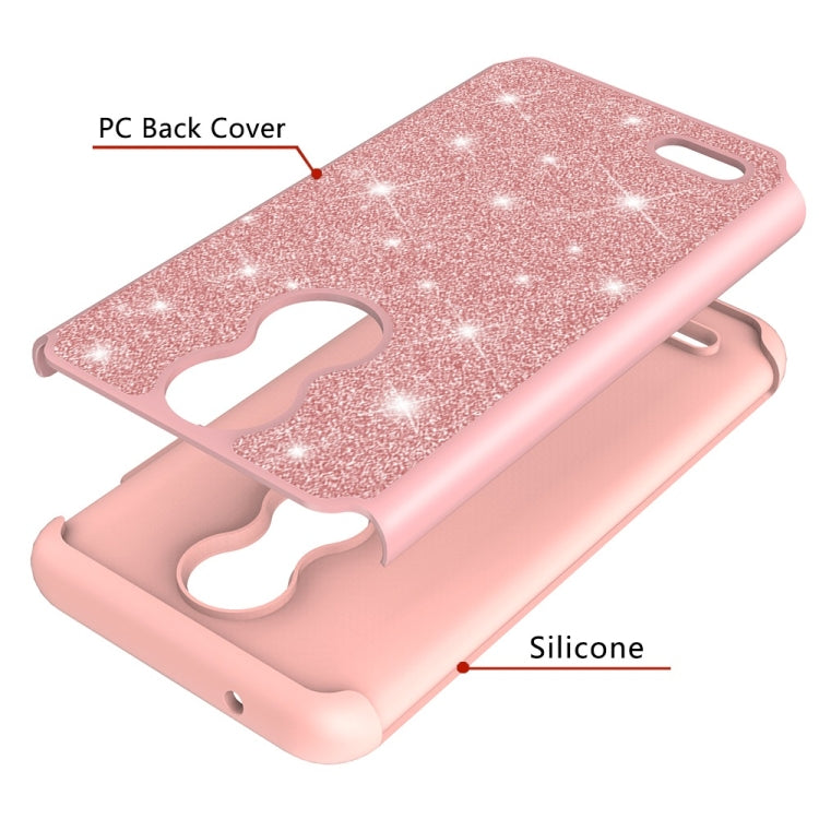 Glitter Powder Contrast Skin Shockproof Silicone + PC Protective Case for LG K10 2018 / K30