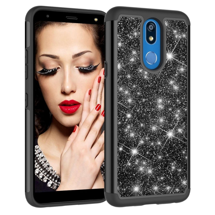 Glitter Powder Contrast Skin Shockproof Silicone + PC Protective Case for LG K40 / K12 Plus