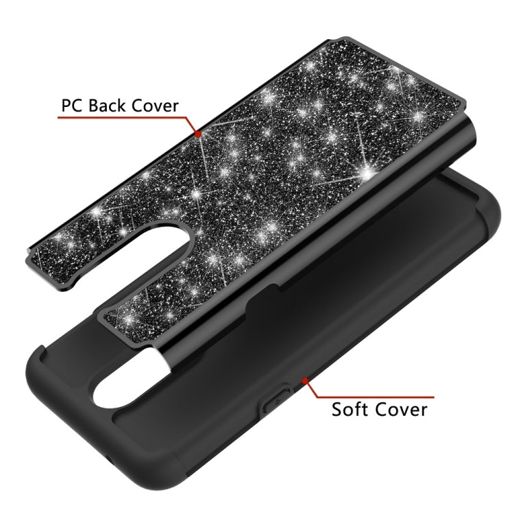 Glitter Powder Contrast Skin Shockproof Silicone + PC Protective Case for LG K40 / K12 Plus