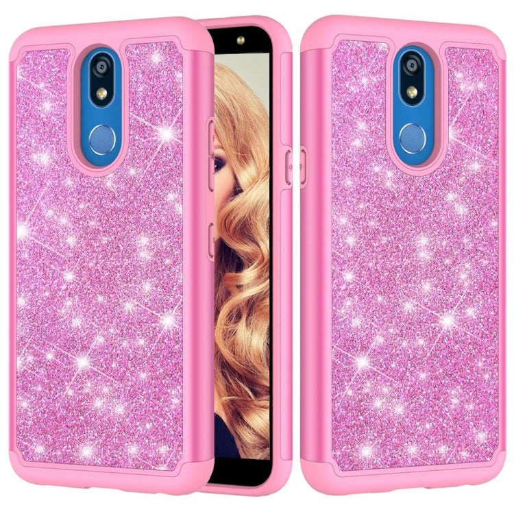 Glitter Powder Contrast Skin Shockproof Silicone + PC Protective Case for LG K40 / K12 Plus