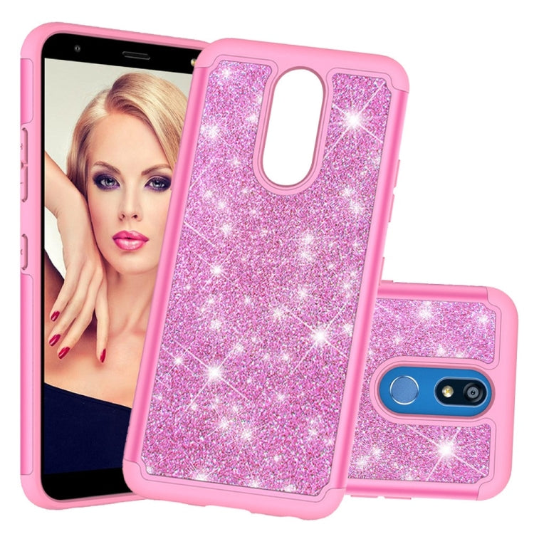 Glitter Powder Contrast Skin Shockproof Silicone + PC Protective Case for LG K40 / K12 Plus