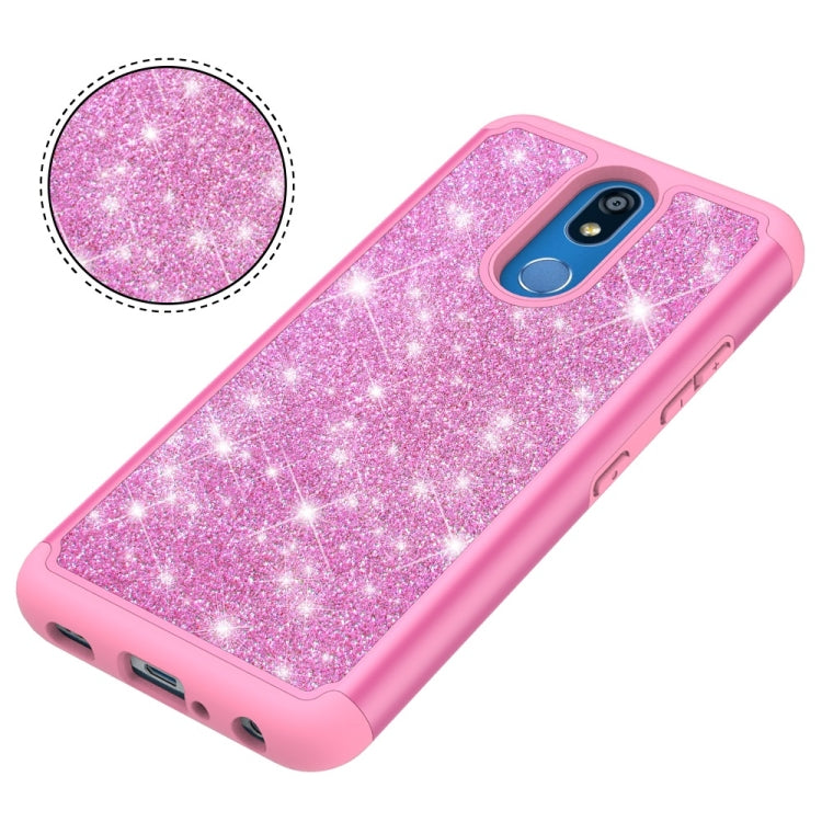 Glitter Powder Contrast Skin Shockproof Silicone + PC Protective Case for LG K40 / K12 Plus