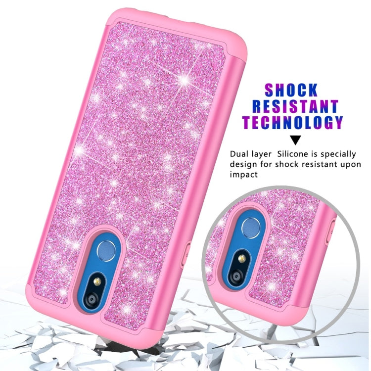 Glitter Powder Contrast Skin Shockproof Silicone + PC Protective Case for LG K40 / K12 Plus