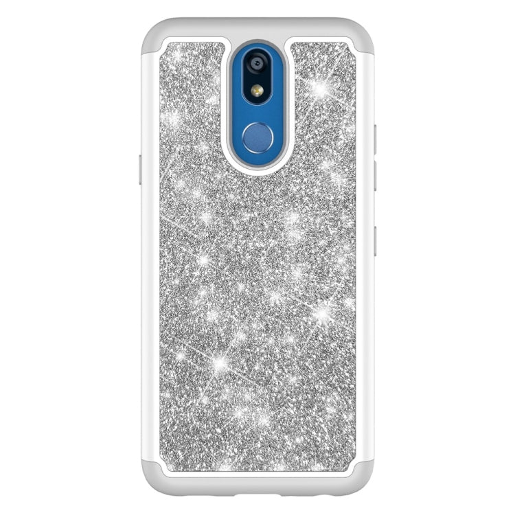Glitter Powder Contrast Skin Shockproof Silicone + PC Protective Case for LG K40 / K12 Plus