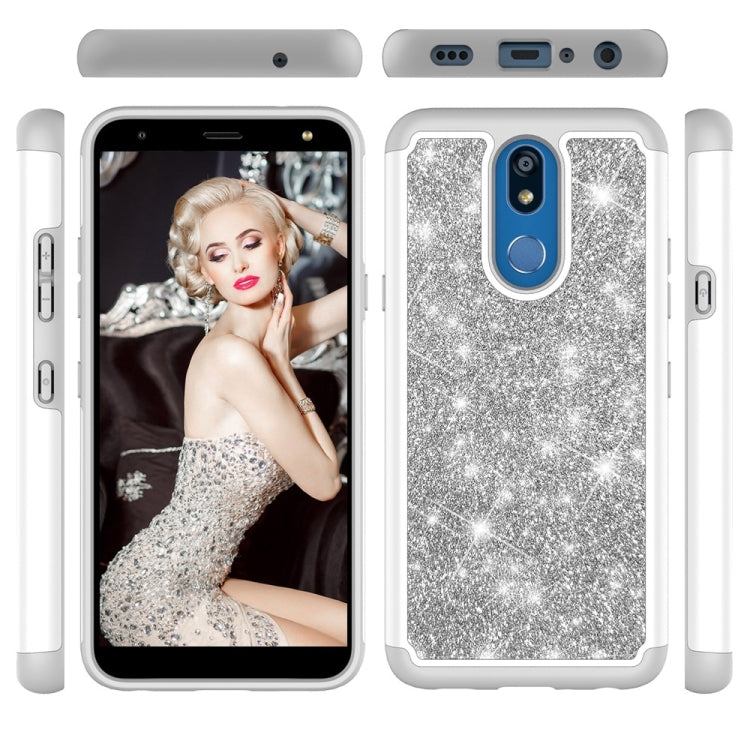 Glitter Powder Contrast Skin Shockproof Silicone + PC Protective Case for LG K40 / K12 Plus