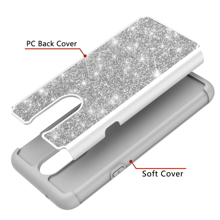 Glitter Powder Contrast Skin Shockproof Silicone + PC Protective Case for LG K40 / K12 Plus