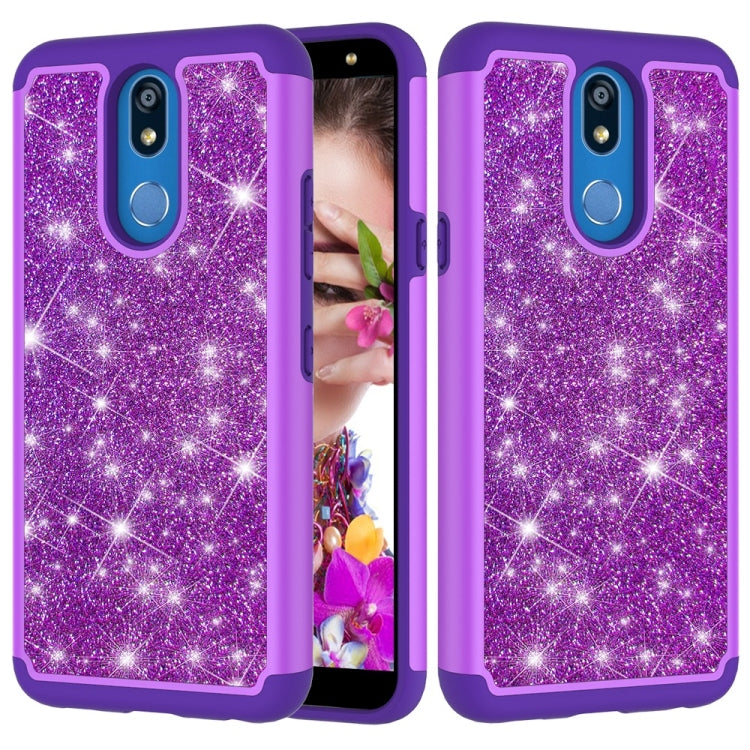 Glitter Powder Contrast Skin Shockproof Silicone + PC Protective Case for LG K40 / K12 Plus