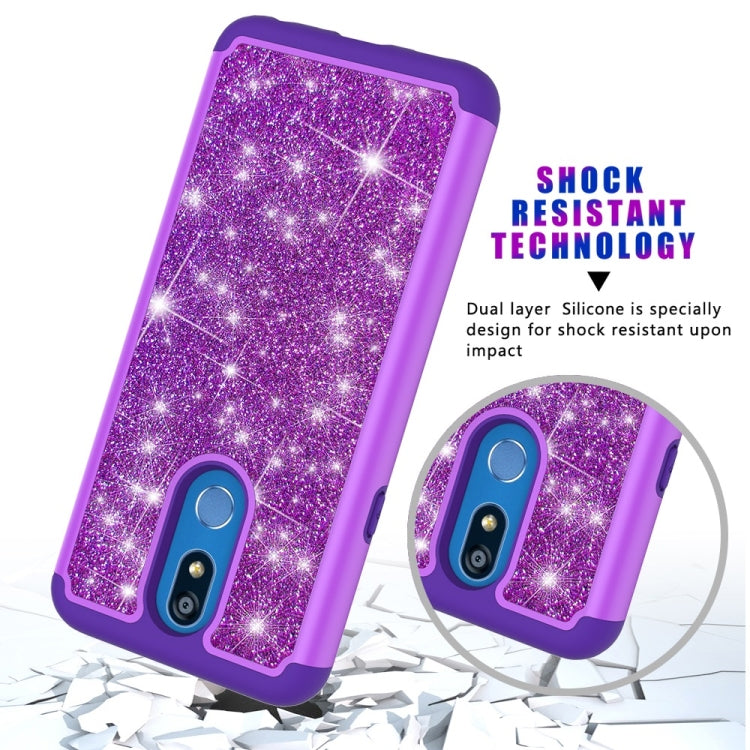 Glitter Powder Contrast Skin Shockproof Silicone + PC Protective Case for LG K40 / K12 Plus