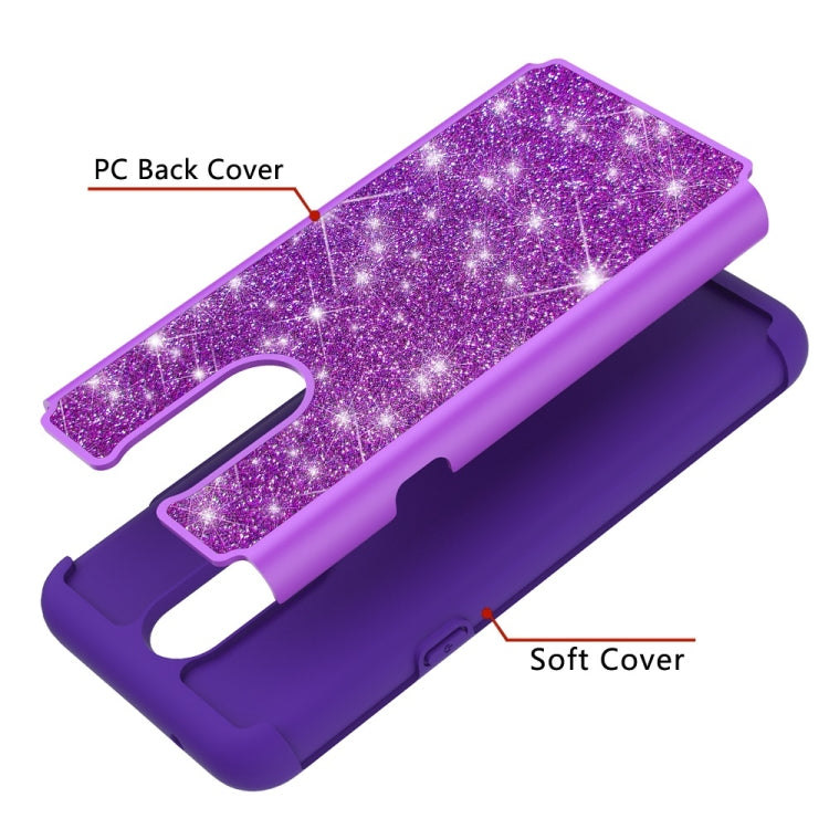 Glitter Powder Contrast Skin Shockproof Silicone + PC Protective Case for LG K40 / K12 Plus