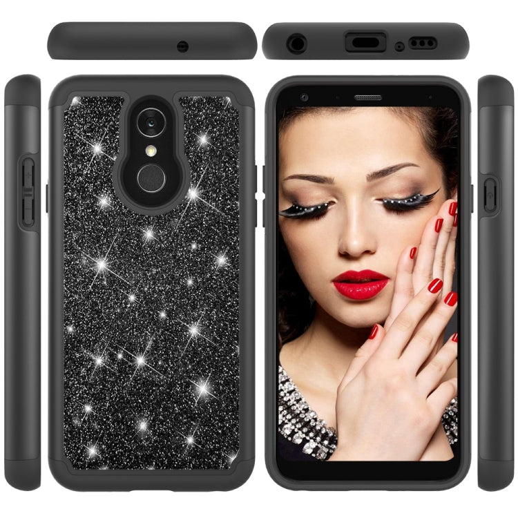 Glitter Powder Contrast Skin Shockproof Silicone + PC Protective Case for LG Q7 / Q7 Plus