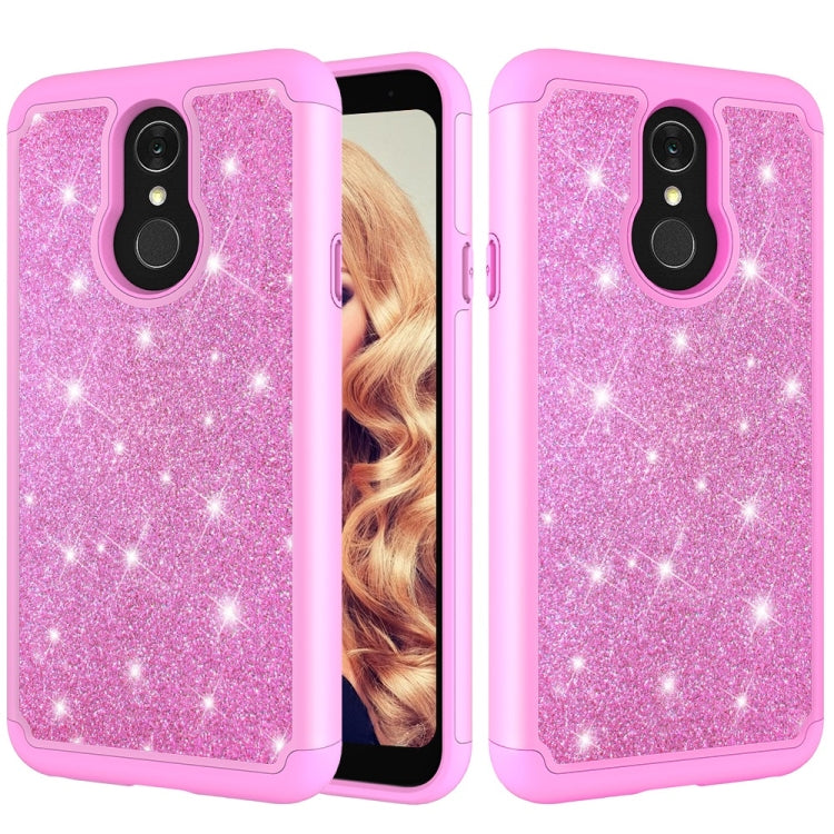 Glitter Powder Contrast Skin Shockproof Silicone + PC Protective Case for LG Q7 / Q7 Plus