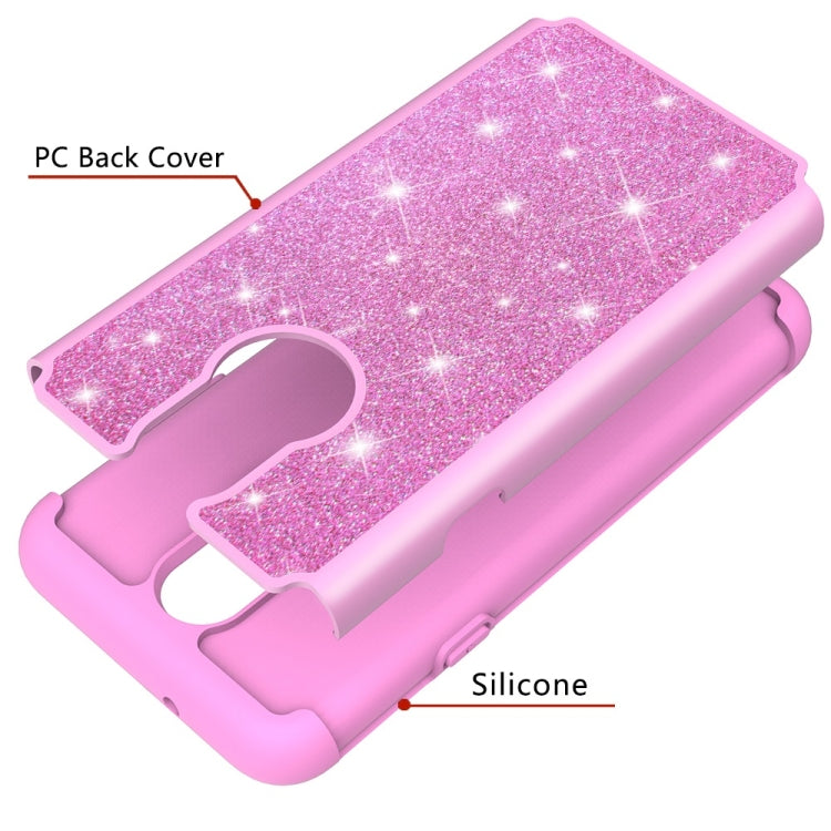 Glitter Powder Contrast Skin Shockproof Silicone + PC Protective Case for LG Q7 / Q7 Plus