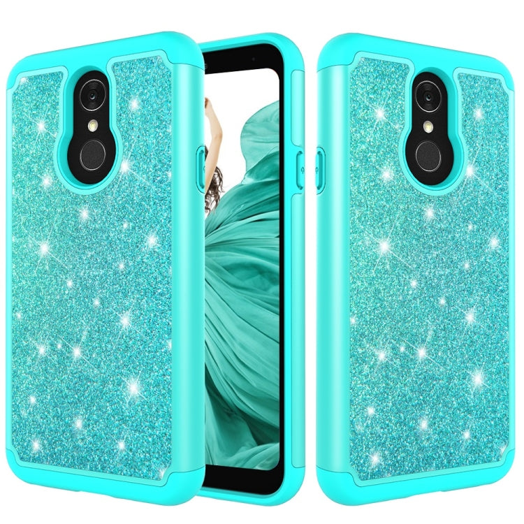Glitter Powder Contrast Skin Shockproof Silicone + PC Protective Case for LG Q7 / Q7 Plus