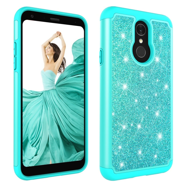 Glitter Powder Contrast Skin Shockproof Silicone + PC Protective Case for LG Q7 / Q7 Plus