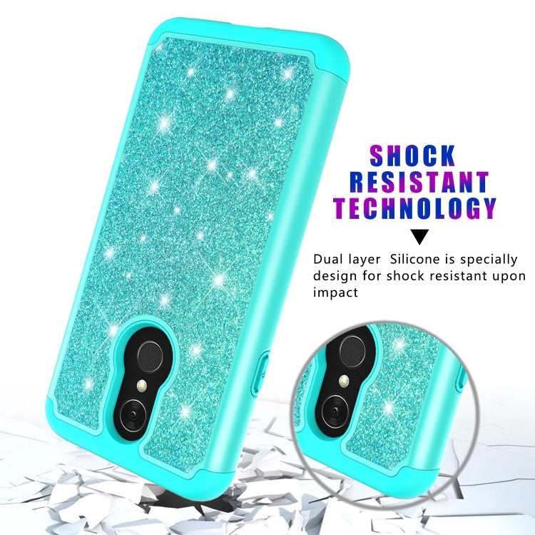 Glitter Powder Contrast Skin Shockproof Silicone + PC Protective Case for LG Q7 / Q7 Plus