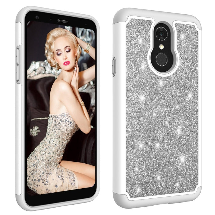 Glitter Powder Contrast Skin Shockproof Silicone + PC Protective Case for LG Q7 / Q7 Plus