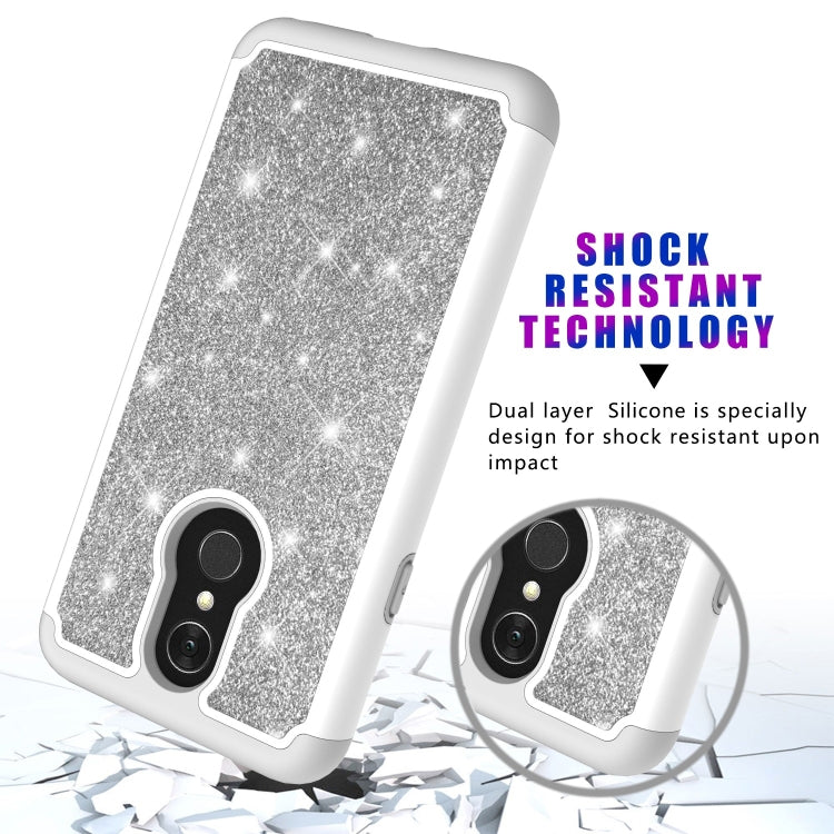 Glitter Powder Contrast Skin Shockproof Silicone + PC Protective Case for LG Q7 / Q7 Plus