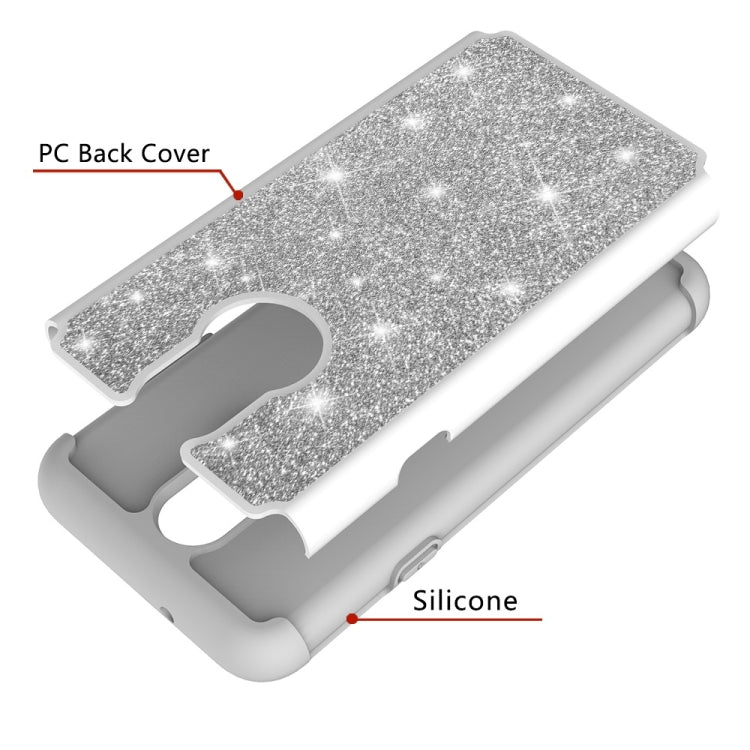 Glitter Powder Contrast Skin Shockproof Silicone + PC Protective Case for LG Q7 / Q7 Plus