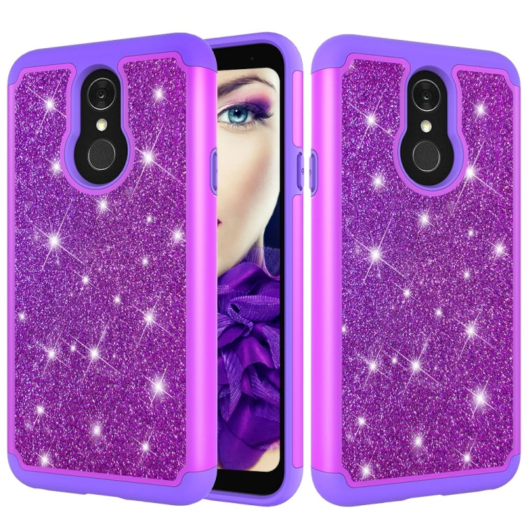 Glitter Powder Contrast Skin Shockproof Silicone + PC Protective Case for LG Q7 / Q7 Plus